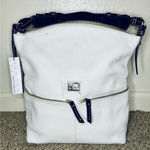 Dooney Bourke Dillen Medium Pocket Sack Authentic White leather Shoulder Bag